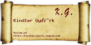 Kindler Györk névjegykártya